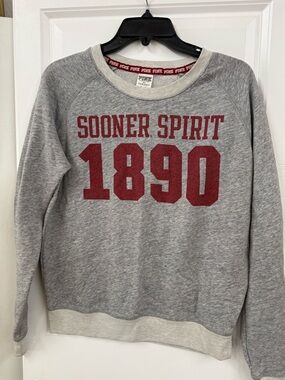 Victoria's Secret PINK Grey Sweatshirt with Maroon Accents